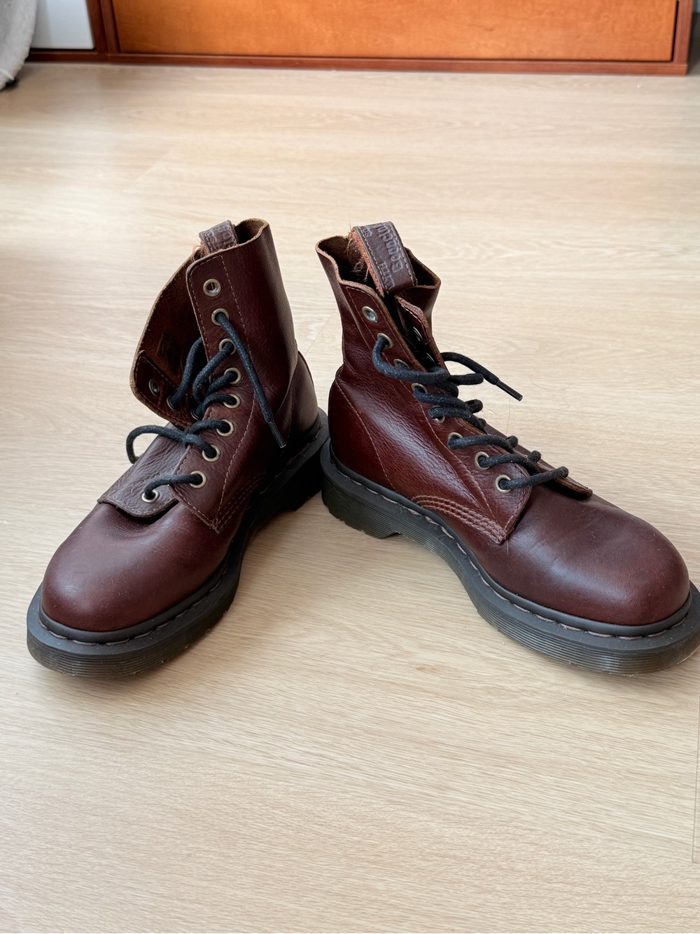 Dr. Martens Women's Burgundy Leather Lace-Up Ankle Boots